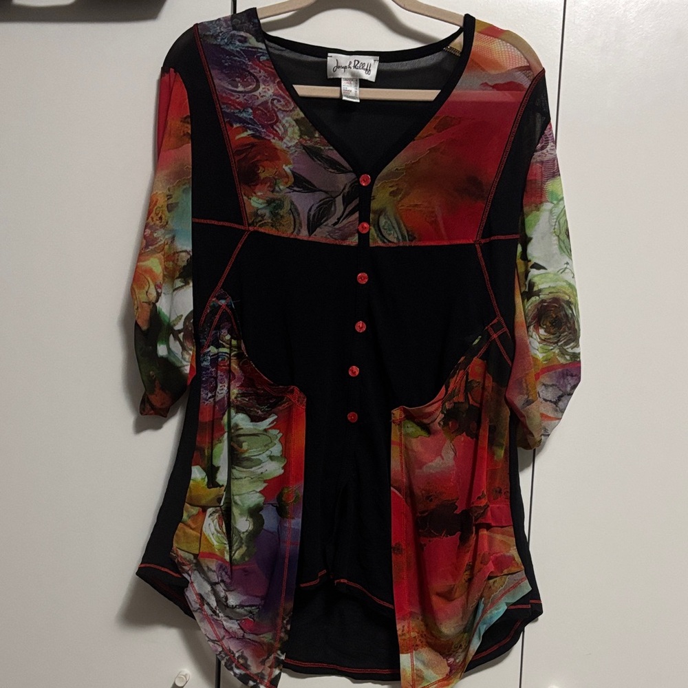 Joseph Ribkoff Vibrant Floral V-Neck Blouse